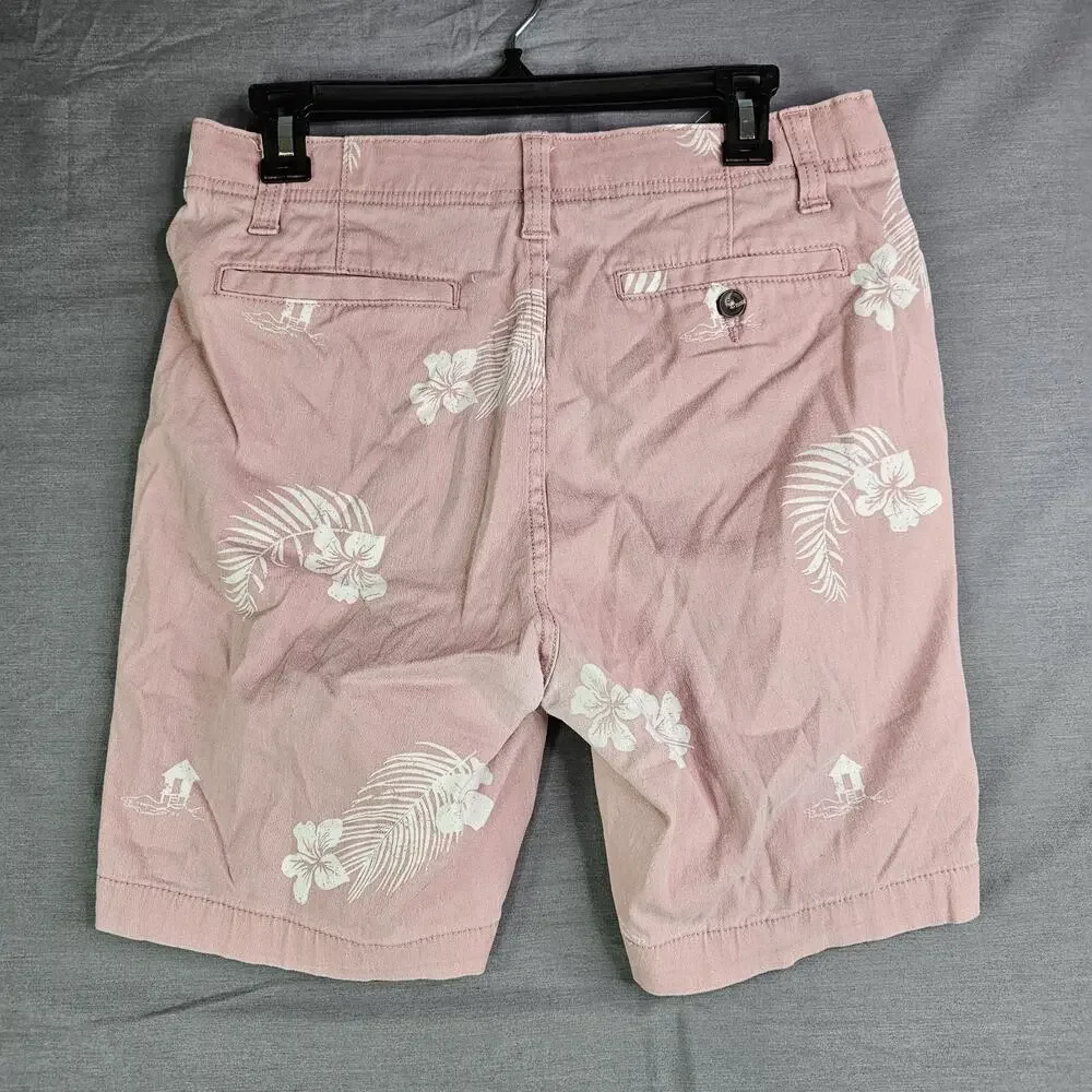 Denali Chino Shorts Men's 30 Light Pink White Hawaiian Floral Print 8